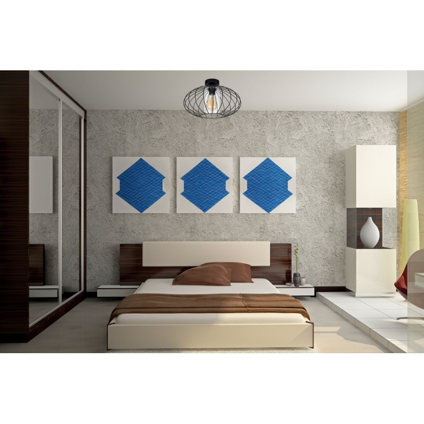 Fäst ljuskrona CORRINI 1xE27/60W/230V diameter 34 cm svart/genomskinlig