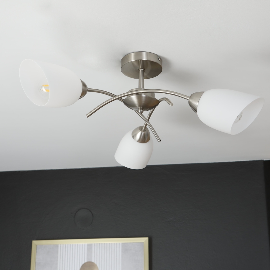 Fäst ljuskrona DONNA 3xE27/60W/230V nickel