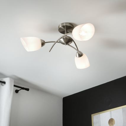 Fäst ljuskrona DONNA 3xE27/60W/230V nickel