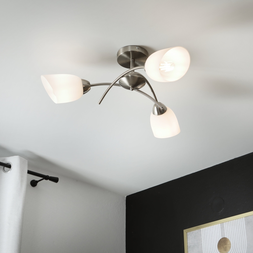 Fäst ljuskrona DONNA 3xE27/60W/230V nickel