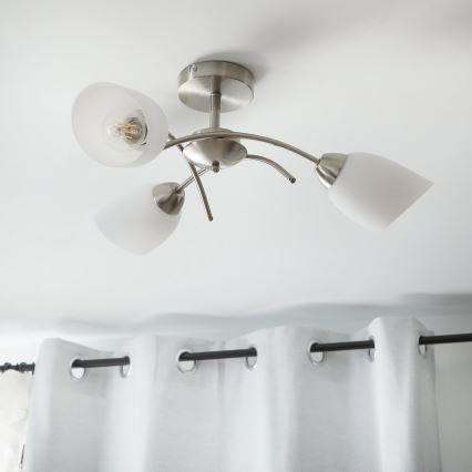 Fäst ljuskrona DONNA 3xE27/60W/230V nickel