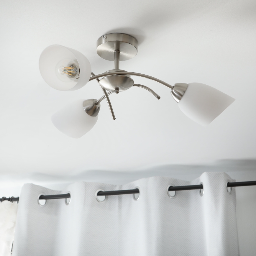 Fäst ljuskrona DONNA 3xE27/60W/230V nickel