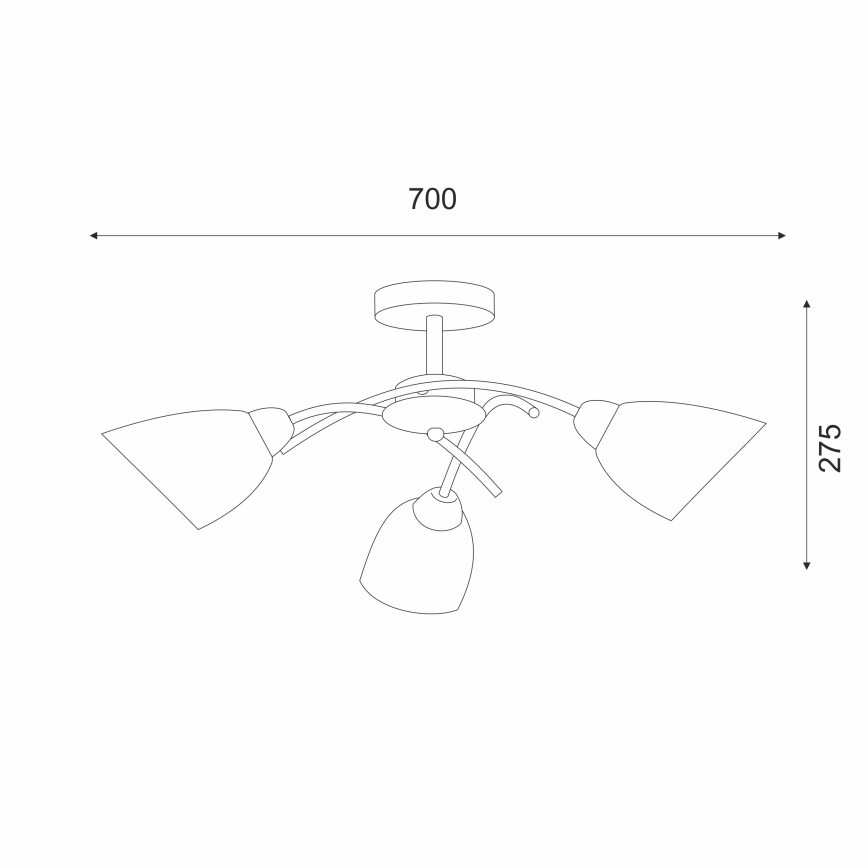 Fäst ljuskrona DONNA 3xE27/60W/230V nickel