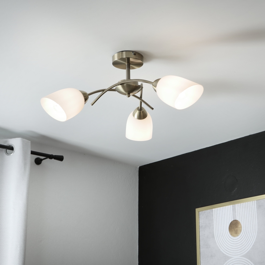 Fäst ljuskrona DONNA 3xE27/60W/230V patina