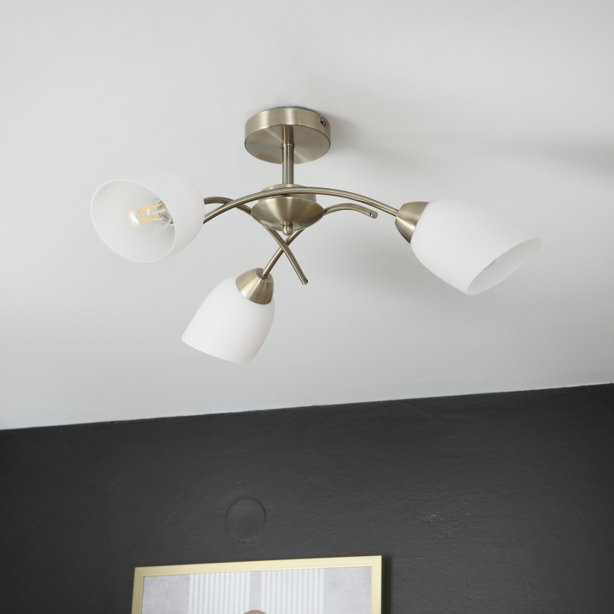 Fäst ljuskrona DONNA 3xE27/60W/230V patina