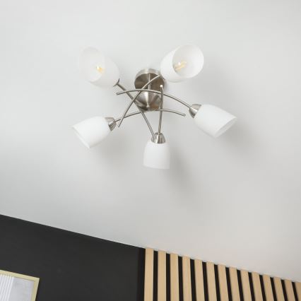 Fäst ljuskrona DONNA 5xE27/60W/230V nickel