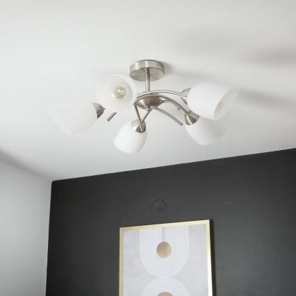 Fäst ljuskrona DONNA 5xE27/60W/230V nickel