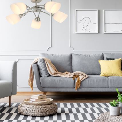 Fäst ljuskrona DONNA 5xE27/60W/230V nickel