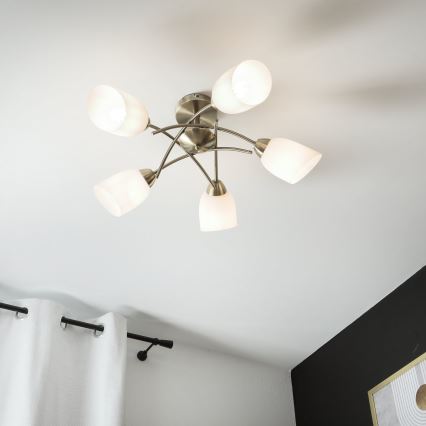 Fäst ljuskrona DONNA 5xE27/60W/230V patina