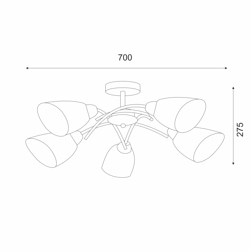 Fäst ljuskrona DONNA 5xE27/60W/230V patina