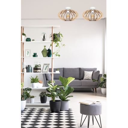 Fäst ljuskrona EARTH 1xE27/60W/230V vit/beige