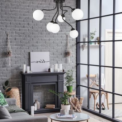 Fäst ljuskrona HOLLY 6xG9/5W/230V svart