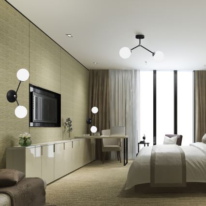 Fastsatt Ljuskrona  JOY 2xE14/40W/230V svart /blank krom