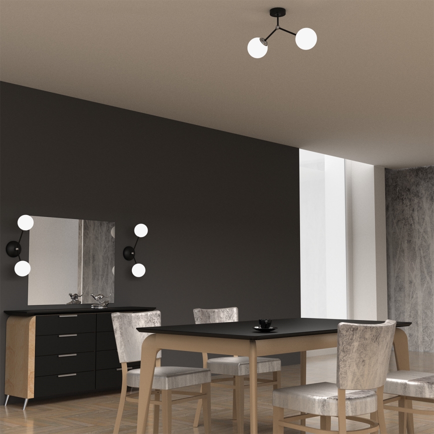 Fastsatt Ljuskrona  JOY 2xE14/40W/230V svart /blank krom