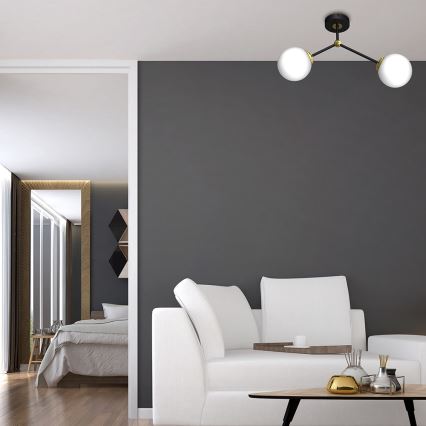 Fastsatt Ljuskrona  JOY 2xE14/40W/230V svart /gyllene 