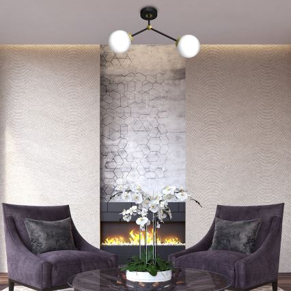 Fastsatt Ljuskrona  JOY 2xE14/40W/230V svart /gyllene 