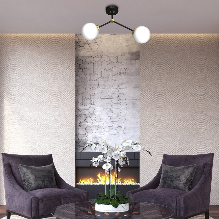 Fastsatt Ljuskrona  JOY 2xE14/40W/230V svart /gyllene 