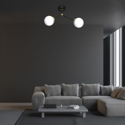 Fastsatt Ljuskrona  JOY 2xE14/40W/230V svart /gyllene 