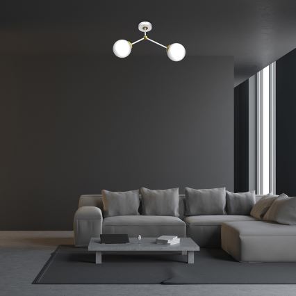 Fastsatt Ljuskrona  JOY 2xE14/40W/230V vit /gyllene 