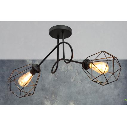 Fäst Ljuskrona  KARO 2xE27/15W/230V svart