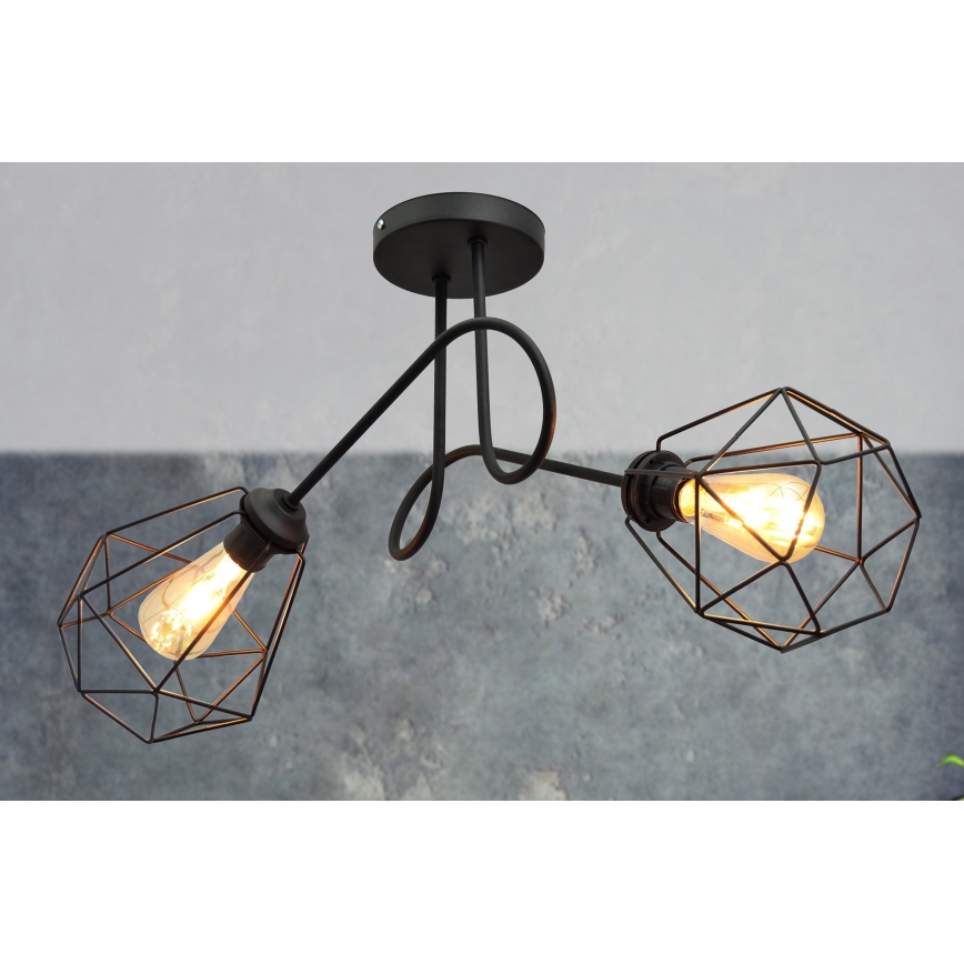 Fäst Ljuskrona  KARO 2xE27/15W/230V svart