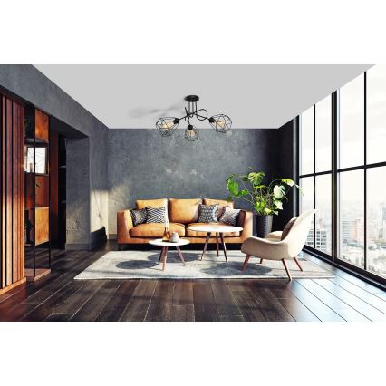 Fäst Ljuskrona  KARO 3xE27/15W/230V svart 