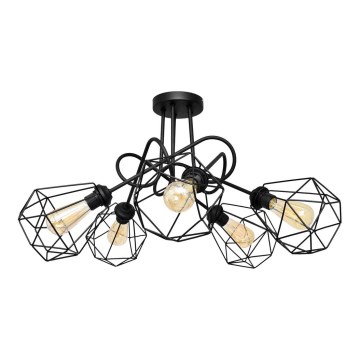 Fäst Ljuskrona  KARO 5xE27/15W/230V svart