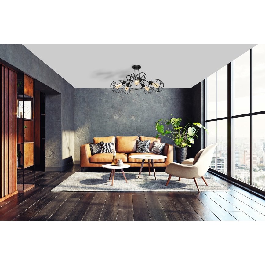 Fäst Ljuskrona  KARO 5xE27/15W/230V svart