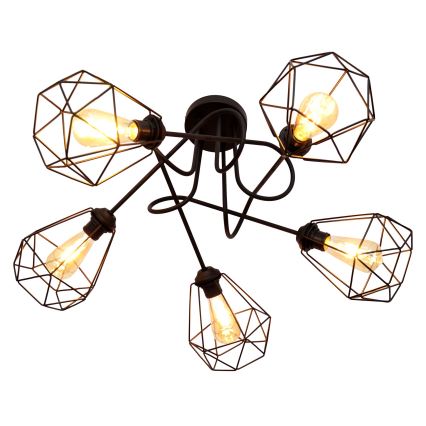 Fäst Ljuskrona  KARO 5xE27/15W/230V svart