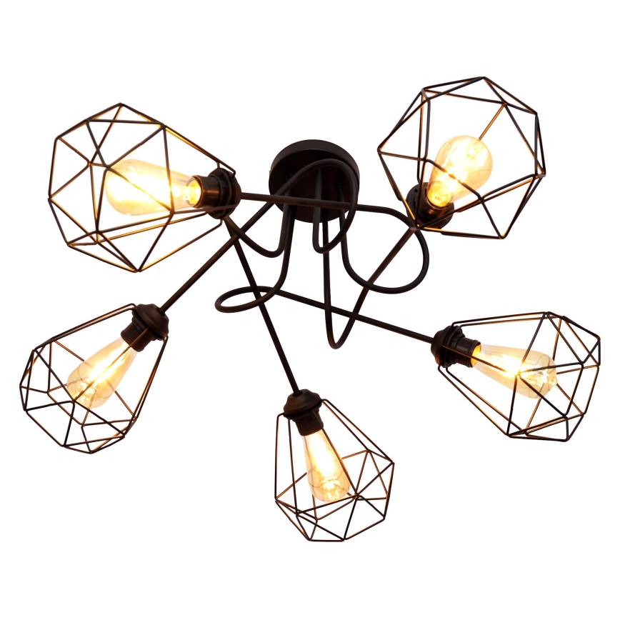 Fäst Ljuskrona  KARO 5xE27/15W/230V svart