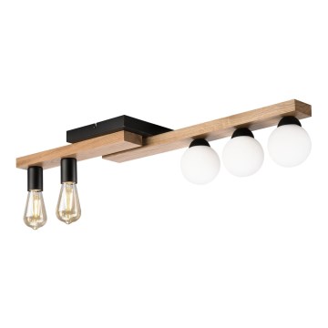 Fäst ljuskrona MATTE 2xE27/15W/230V + 3xG9/5W/230V svart/ek