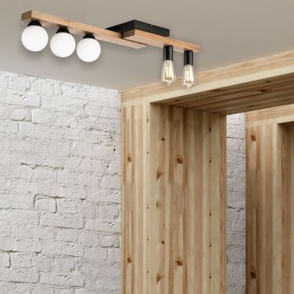 Fäst ljuskrona MATTE 2xE27/15W/230V + 3xG9/5W/230V svart/ek