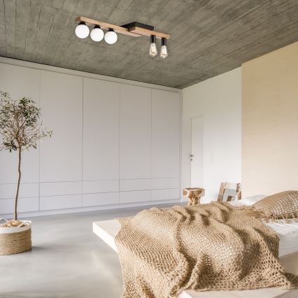 Fäst ljuskrona MATTE 2xE27/15W/230V + 3xG9/5W/230V svart/ek