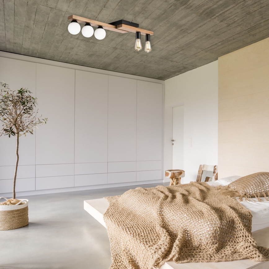 Fäst ljuskrona MATTE 2xE27/15W/230V + 3xG9/5W/230V svart/ek