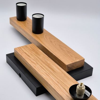 Fäst ljuskrona MATTE 2xE27/15W/230V + 3xG9/5W/230V svart/ek