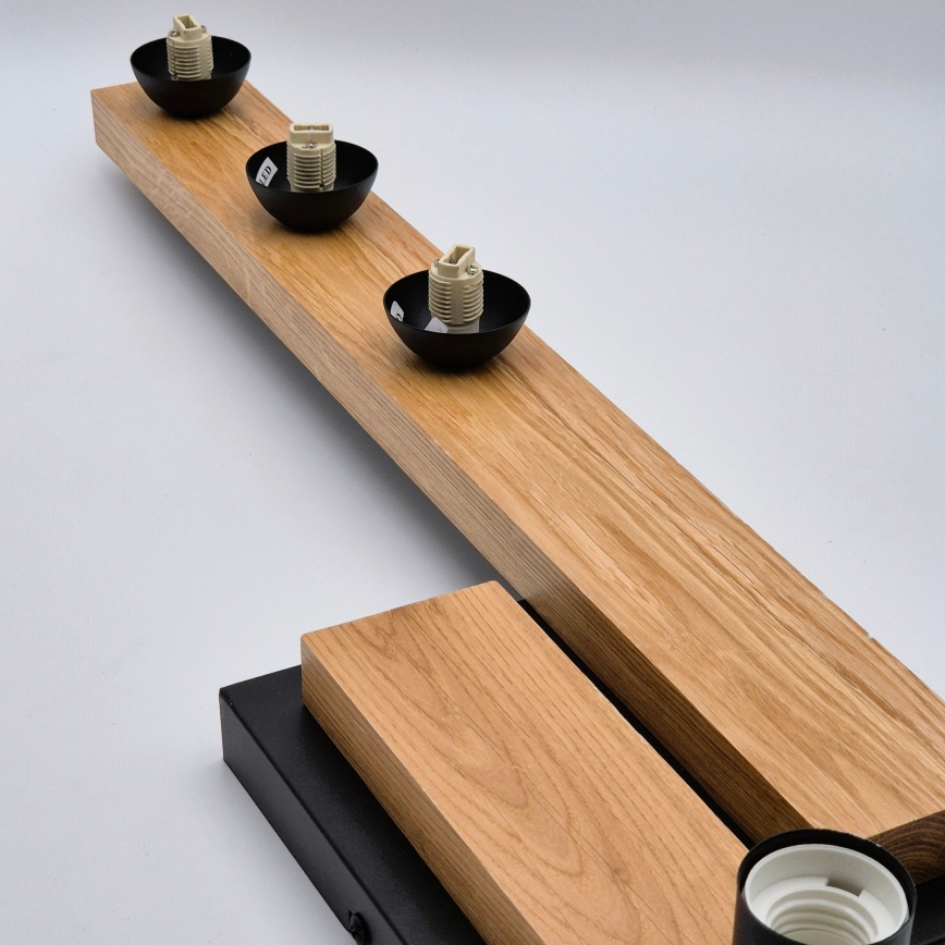 Fäst ljuskrona MATTE 2xE27/15W/230V + 3xG9/5W/230V svart/ek