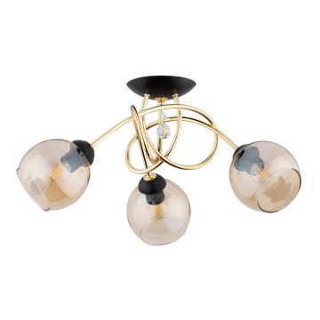 Fäst ljuskrona MODENA 3xE27/60W/230V guld/svart/beige