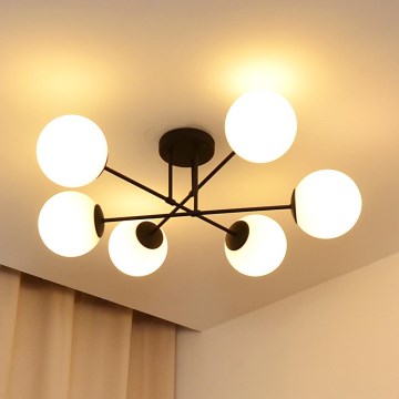 Fäst ljuskrona MOON 6xE27/15W/230V svart