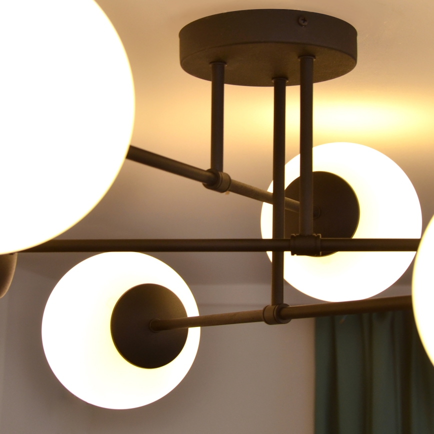 Fäst ljuskrona MOON 6xE27/15W/230V svart