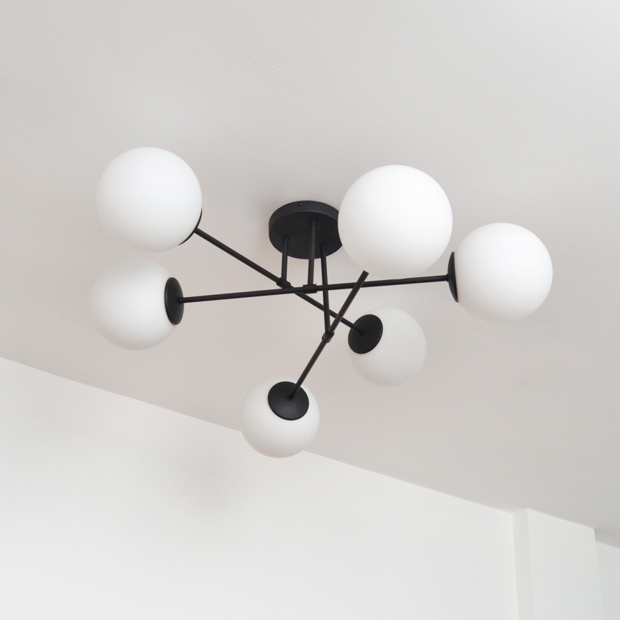 Fäst ljuskrona MOON 6xE27/15W/230V svart