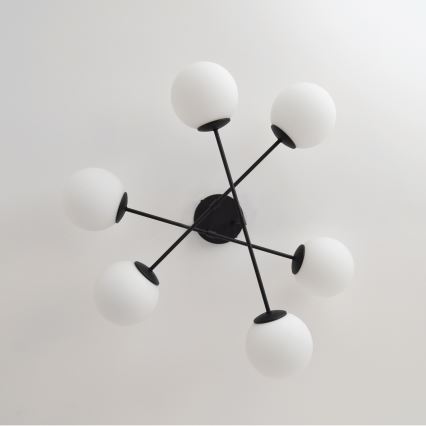 Fäst ljuskrona MOON 6xE27/15W/230V svart