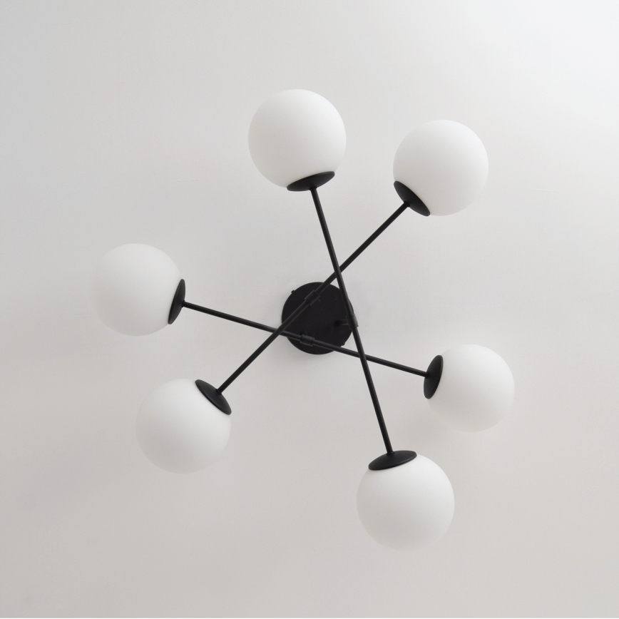 Fäst ljuskrona MOON 6xE27/15W/230V svart