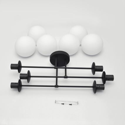 Fäst ljuskrona MOON 6xE27/15W/230V svart