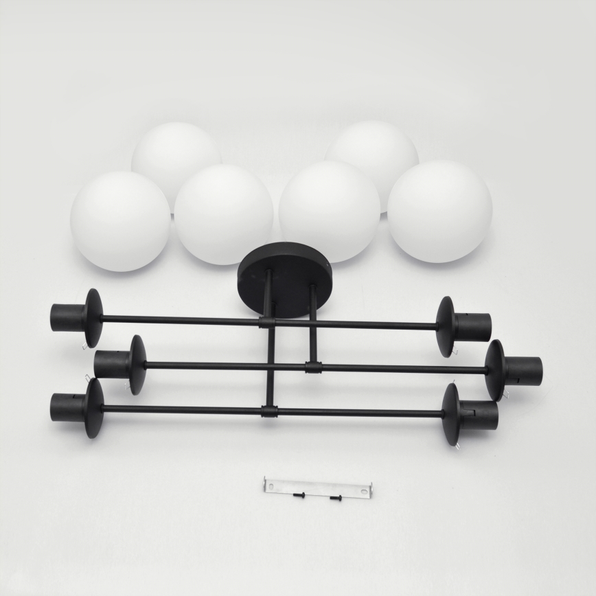 Fäst ljuskrona MOON 6xE27/15W/230V svart