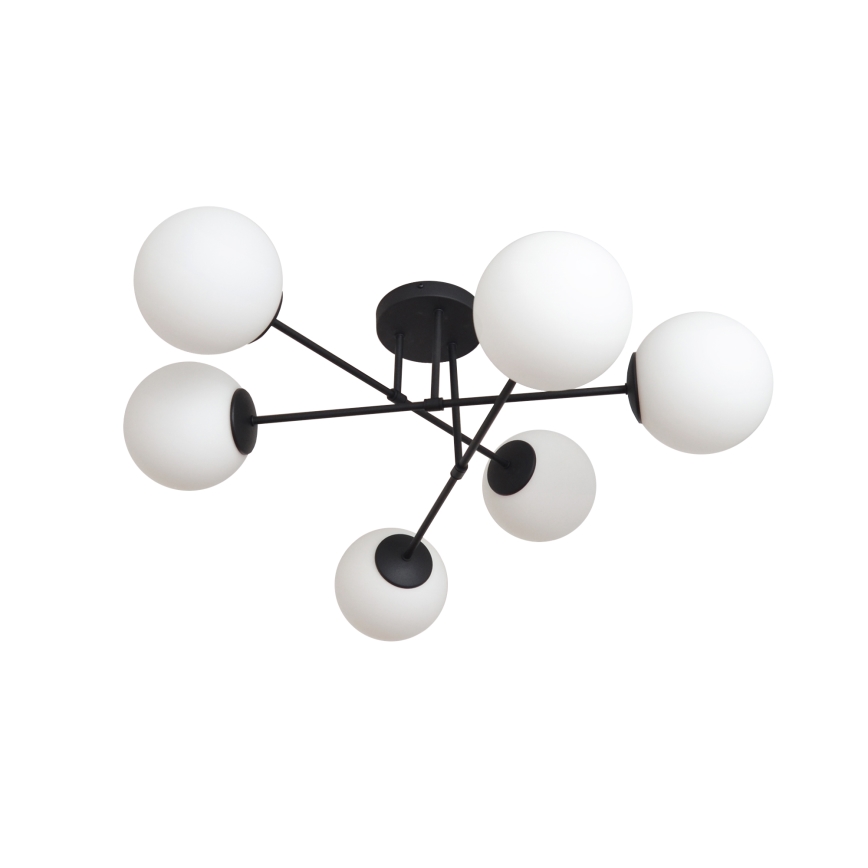 Fäst ljuskrona MOON 6xE27/15W/230V svart