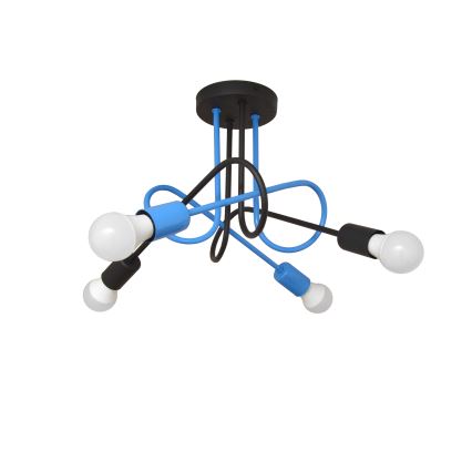 Fäst ljuskrona OXFORD 4xE27/15W/230V svart/blå