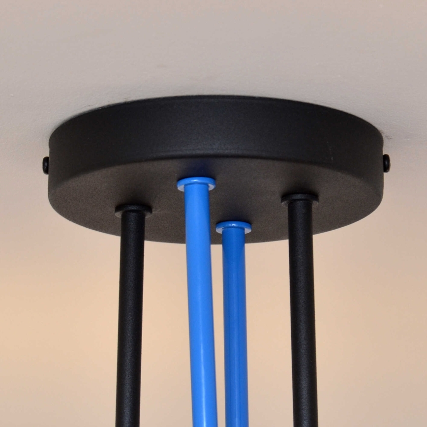 Fäst ljuskrona OXFORD 4xE27/15W/230V svart/blå