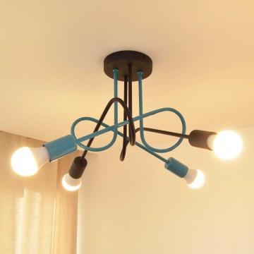 Fäst ljuskrona OXFORD 4xE27/15W/230V svart/turkos