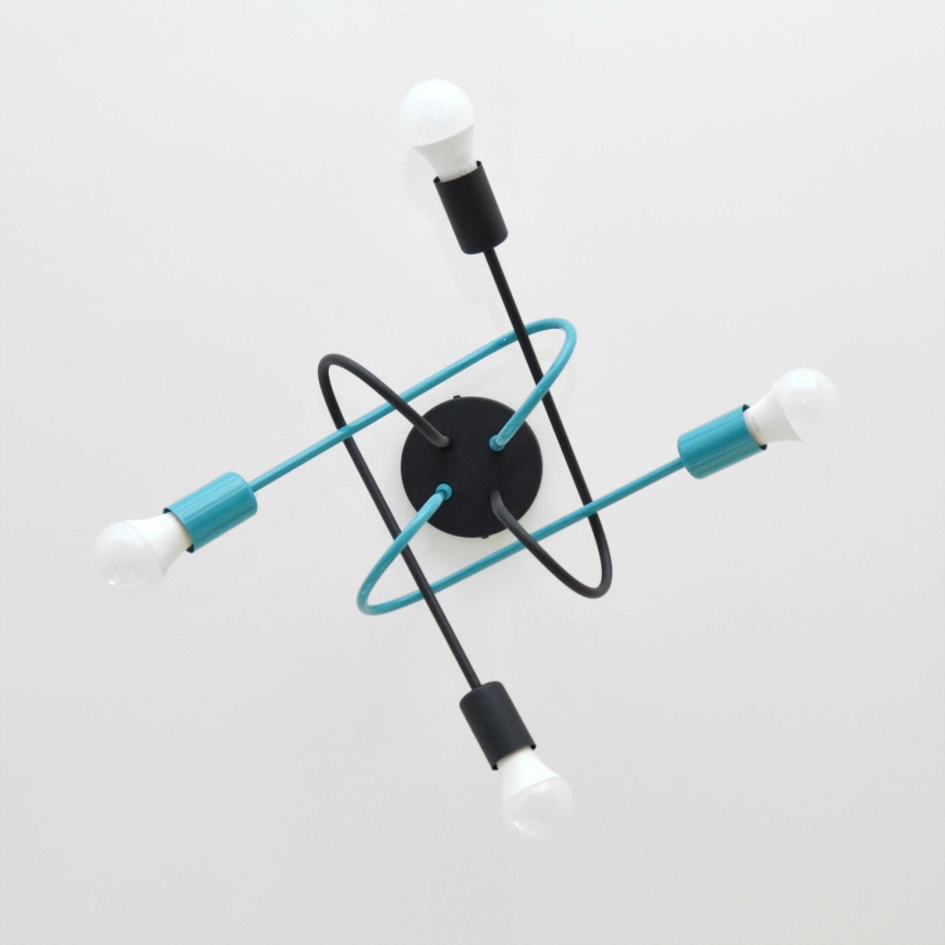 Fäst ljuskrona OXFORD 4xE27/15W/230V svart/turkos