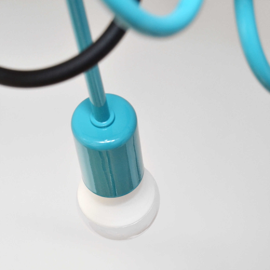 Fäst ljuskrona OXFORD 4xE27/15W/230V svart/turkos